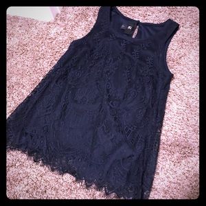 Navy lace tank top